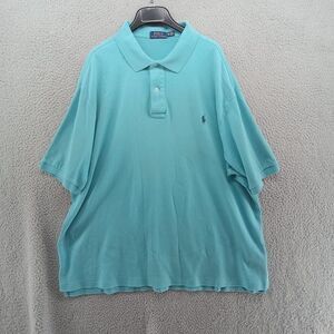 Polo Ralph Lauren‎ Shirt Mens 2XB Blue Aqua Classicicore Preppy Cotton Polo